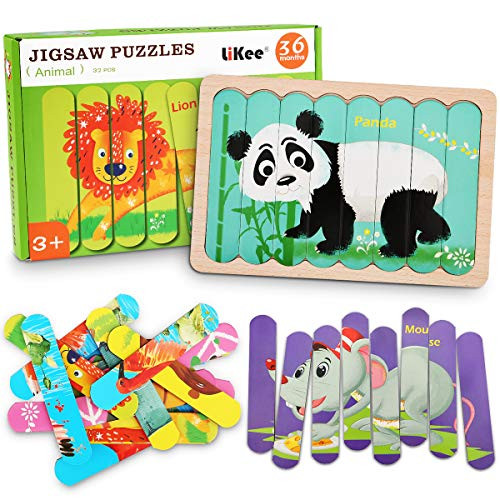 LiKee Animals Wooden Jigsaw Puzzles Pattern Blocks Sorting and Stacking Toys Peg Puzzle Preschool Montessori Educational Toys for Toddlers Kids Boys Girls Age 3 Years Old 32 Pieces 8 Patterns LiKee Animals Wooden Jigsaw Puzzles Pattern Blocks Sorting and Stacking Toys Peg Puzzle Preschool Montessori Educational Toys for Toddlers Kids Boys Girls Age 3 Years Old 32 Pieces 8 Patterns
