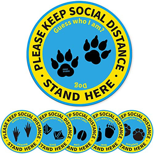 6 Pack 12  Social Distancing Floor Stickers  Keep 6 Feet Distance Floor Sign  Please Wait Stand Here Label  6 ft Vinyl PVC Public Decal  Footprint Marker for Crowd Control Guidance  Office  Classroom