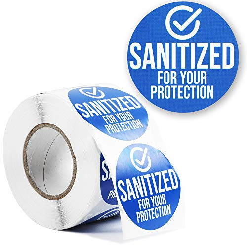 Removable Safety Sticker Labels  Sanitized for Your Protection 2 in  500 Pieces