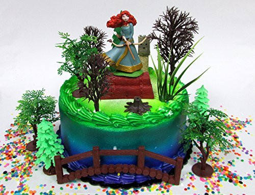 Brave PRINCESS MERIDA Themed Birthday Cake Topper Featuring Merida Figure and Decorative Themed Accessories