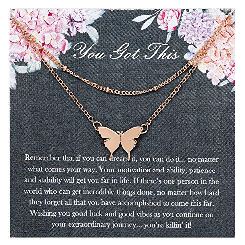 Butterfly Necklace Pendant Handmade 14K Gold Plated Dainty Layering Chain Necklace for Women Girls Gift-Rose gold Butterfly Necklace Pendant Handmade 14K Gold Plated Dainty Layering Chain Necklace for Women Girls Gift-Rose gold