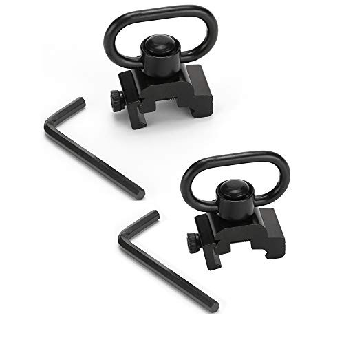 LIIPOR 2 Pcs QD Sling Swivel Mount with Push Button Quick Release Button QD Sling Attachment for 20mm Picatinny Weaver Rail