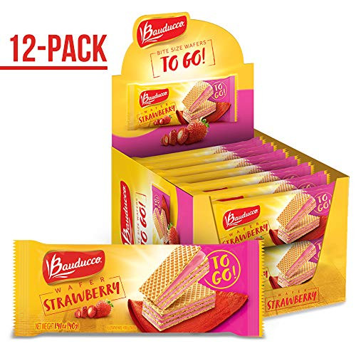Bauducco Crispy Mini Wafer Cookies  Single Serve  Strawberry  1-41-Ounce-  Box of 12