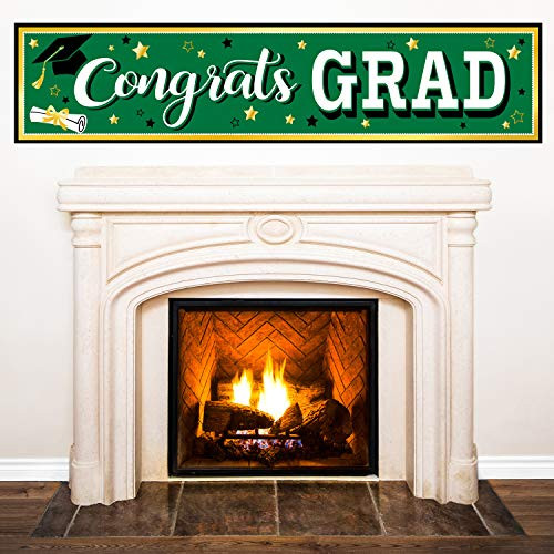 Green Graduation Banner 2020 Congrats Grad Banner Graduation Party Decorations Fabric Grad Backdrop for 2020 High School or College Graduates Party Supplies