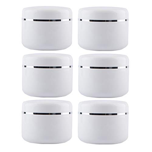 6 Pack 8oz-250g Empty Plastic White Round Jars Bottles With Inner Liners and Screw Lid Refillable Make-up Cosmetic Jars Face Cream Lip Balm Lotion Storage Container