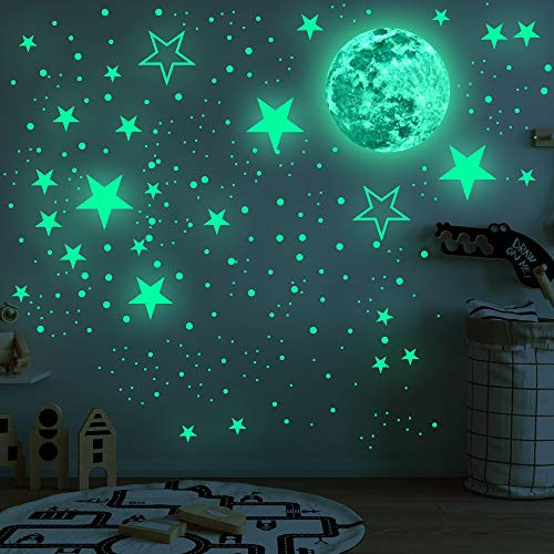 Glow in The Dark Moon and Stars Wall Decals Glowing Stars Stickers for Ceiling Wall Decals Perfect for Kids Nursery Bedroom Living Room435 Pcs Glow in The Dark Moon and Stars Wall Decals Glowing Stars Stickers for Ceiling Wall Decals Perfect for Kids Nursery Bedroom Living Room435 Pcs