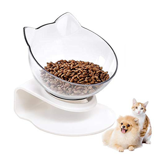 WEDAWN Pet Slanted Cat Feeder Transparent Bowl with Raised Stand Pet Food and Water Bowls No-Spill 15°Adjustable Tilted Pet Bowl for Cats and Small Dogs WEDAWN Pet Slanted Cat Feeder Transparent Bowl with Raised Stand Pet Food and Water Bowls No-Spill 15°Adjustable Tilted Pet Bowl for Cats and Small Dogs