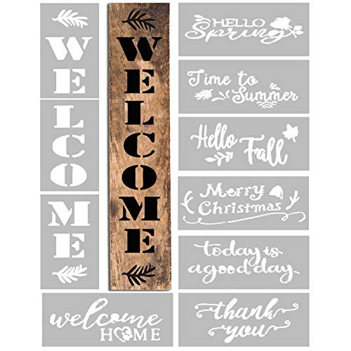 Stencils for Painting on Wood Reusable Family Sign Stencil Welcome Home for Front Door Porch or Outside Home Decor Comes with Seasonal Stencils and Other Pattern 10 PCs Stencils for Painting on Wood Reusable Family Sign Stencil Welcome Home for Front Door Porch or Outside Home Decor Comes with Seasonal Stencils and Other Pattern 10 PCs
