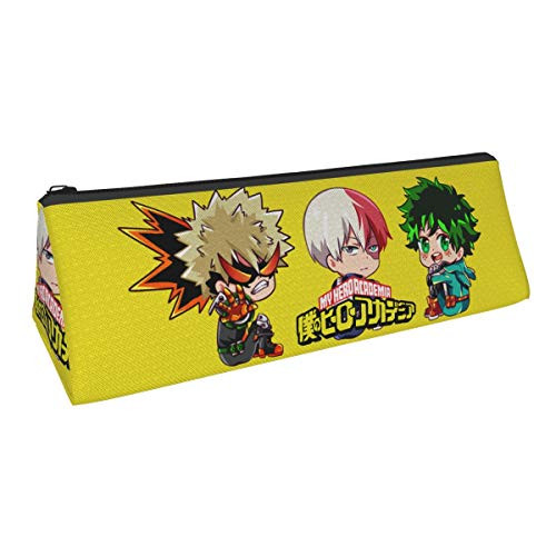 My Hero Academia Anime Pencil Case Portable Stylish Triangle Pencil Pouch with Zipper Cosmetic Pouch Bag for Boys Teens Adults Students School