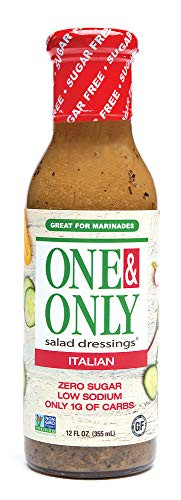 One Only Italian Dressing Salad Dressing  12 fl-oz-  Sugar Free Keto Salad Dressing and Marinade  Made with Organic and non-GMO Ingredients  Gluten Free  Vegan  Low Sodium- Project non-GMO verified-