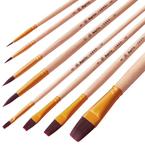 Magritte Artist Paint Brush Set Nylon Hair 8pcs-Detail Paint Brush for Watercolor Acrylics Ink Gouache Oil Tempera Paint by Numbers Burlywood Magritte Artist Paint Brush Set Nylon Hair 8pcs-Detail Paint Brush for Watercolor Acrylics Ink Gouache Oil Tempera Paint by Numbers Burlywood