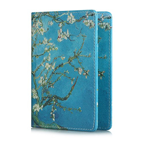 Hansin Passport Holder Travel Wallet  Premium Vegan Leather RFID Blocking Case Cover - Securely Holds Passport  Business Cards  Credit Cards  Boarding Passes  Blossom