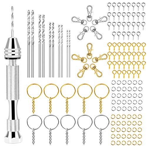 Hand Drill for Jewelry Making  Audab Resin Tools Kit Pin Vise Hand Drill with Drill Bits  Screw Eye Pins  Open Rings for Resin Plastic Wood Polymer Clay DIY Jewelry Keychain Pendant Making