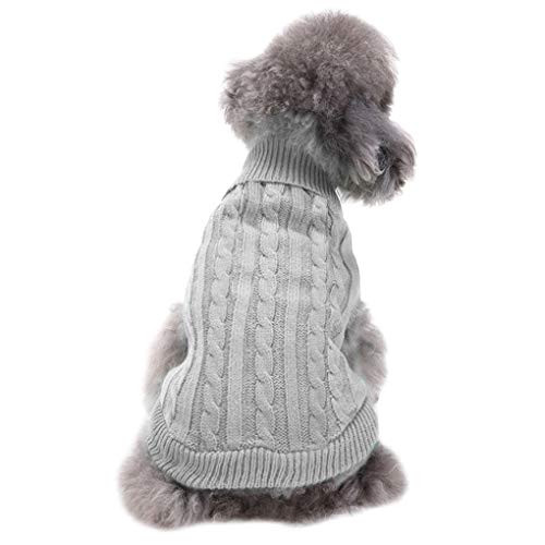 CHBORCHICEN Small Dog Sweaters Knitted Pet Cat Sweater Warm Dog Sweatshirt Dog Winter Clothes Kitten Puppy Sweater Medium  Grey