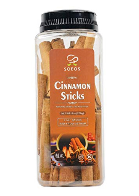 Soeos Cinnamon Sticks 8 oz 3-5 Inches Length Perfect for Baking Cooking Berages Non-GMO Kosher Certified Vietnamese Cinnamon Bulk Vacuum Packaged Premium Quality- Soeos Cinnamon Sticks 8 oz 3-5 Inches Length Perfect for Baking Cooking Berages Non-GMO Kosher Certified Vietnamese Cinnamon Bulk Vacuum Packaged Premium Quality-