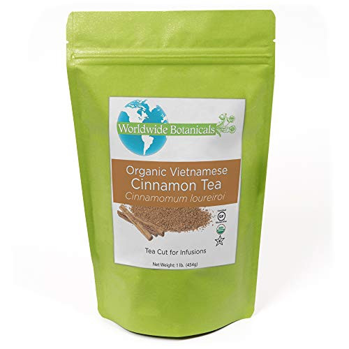 Worldwide Botanicals Organic Cinnamon Tea - Loose Leaf Premium Herbal Tea  100  Pure Vietnamese Cinnamon  Sustainably Harvested in Wild Forests  Kosher  1 Pound 16 Ounces