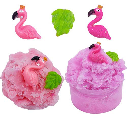 SWZY Fluffy Slime Putty Toy Flamingo Cloud Slime Soft Stretchy Stress Relief Sludge Toy Colorful Rainbow Slime 2 Pack 100ML