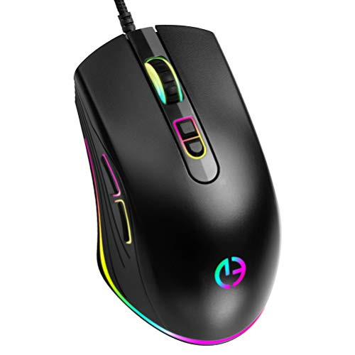 Wired Computer Mouse Portable USB Optical Mouse  6 Adjustable DPI Levels  7-Buttons Computer Mice for Windows PC  Laptop  Notebook  MacBook - Black
