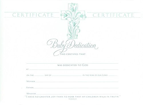 Baby Dedication Certificate - Premium  Pearl Foil Embossed - Package of 6