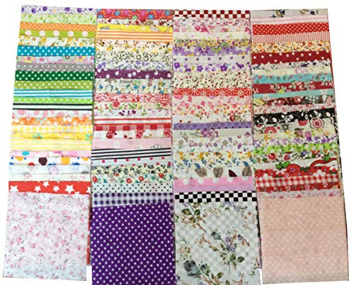 longshine-us 100pcs 4  x 4  Premium Cotton Craft Fabric Bundle Squares Patchwork Lint DIY Sewing Scrapbooking Quilting Dot Pattern Artcraft