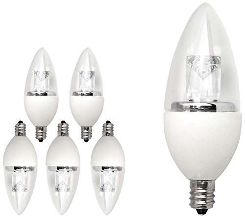 TCP 15W Equivalent LED Decorative Torpedo Candelabra Base Light Bulbs  Non-Dimmable  Daylight 6 Pack
