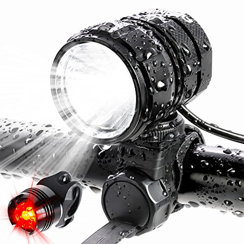 ADAMITA USB Rechargeable LED Bicycle Headlight,1200 Lumens Waterproof Front and Back Bicycle Lights,4 Lighting Modes with 4400 mAh Battery Safety Bike Light