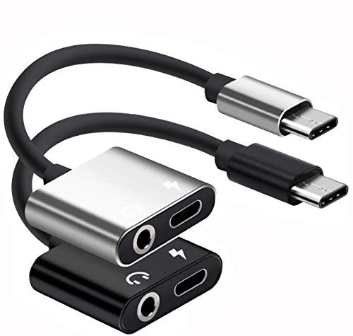 USB C-Type C to 3-5mm Aux Audio Headphone Charger and Music Jack Adapter  Compatible for Pixel 3 3XL 2 2XL  iPad pro 2018  HTC Esential and so on Type c Products  2 Pack