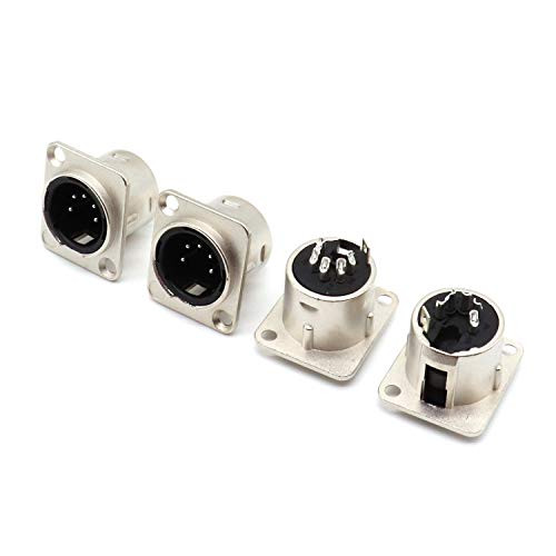 SiYear 5 Pin XLR Male Socket Connector Panel-Chassis Mount jcx 4 Pack