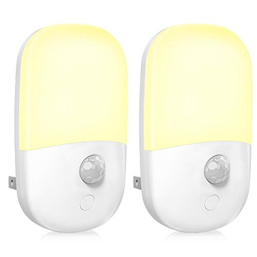 MAZ-TEK Plug in Motion Sensor Dimmable Night Light  Soft Warm White LED Nightlight with Dusk to Dawn Motion Sensor  Adjustable Brightness for Bedroom  Bathroom  Kitchen  Hallway  Stairs 2 Pack