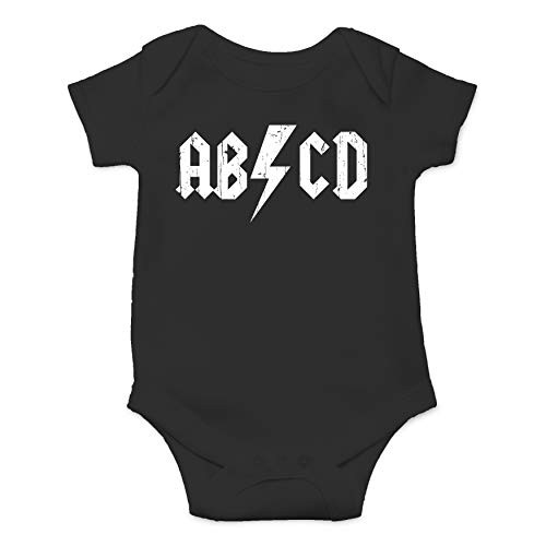 ABCD Alphabet Rock and Roll Cute Funny One Piece Comfy Short Sleeve Bodysuit Black  6 Months