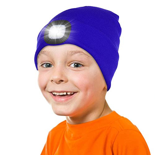 Tutuko LED Beanie Cap for Kids  Winter Knitted Hat for Boys Girls Blue