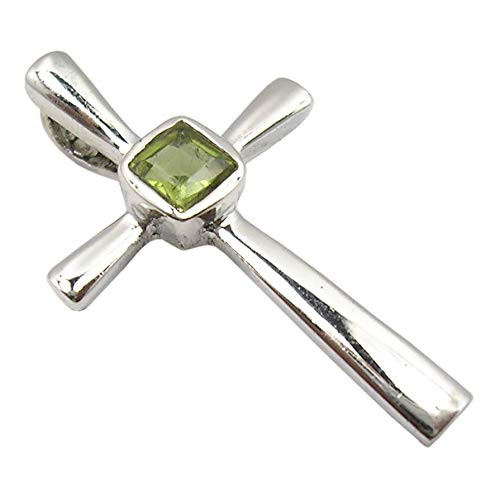 SilverStarJewel 925 Pure Silver Green Cut Peridot tcw 0-5 Cross Pendant 1-2 Women Jewelry SilverStarJewel 925 Pure Silver Green Cut Peridot tcw 0-5 Cross Pendant 1-2 Women Jewelry