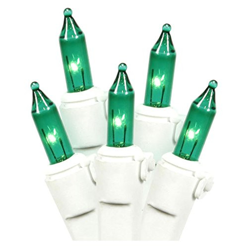 Vickerman 50 Light Green Mini Light Set on White Wire