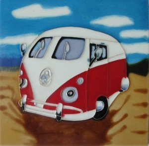 Volkswagen VW Bus Van Ceramic Wall Art Decorative Tile 8x8