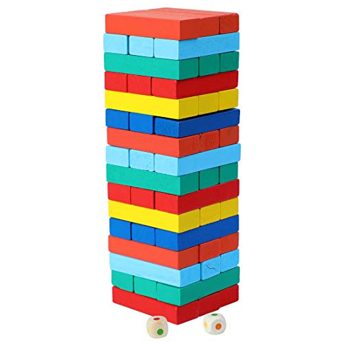Colorful Wooden Stacking Board Games Building Blocks for Kids - 48 Pieces