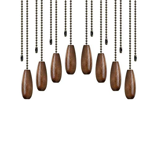 8 Pieceslight pulls-Ceiling Fan Pull Chains Wooden Pendant Pull Chain Extension for Ceiling Light Lamp Fan Chain Walnut Color
