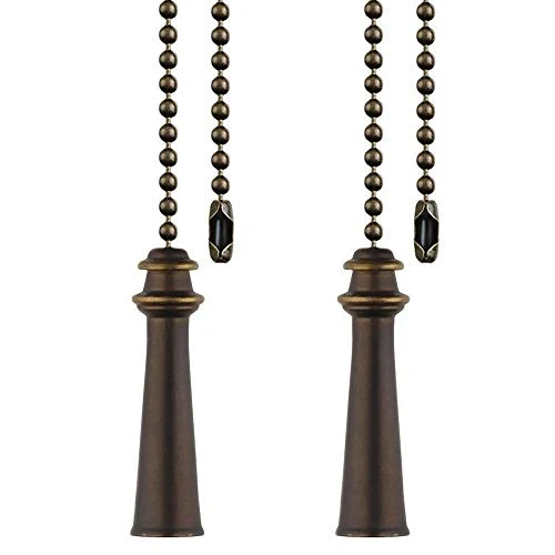 Ceiling Fan Pull Chain Decorative Extension 12 Inches Vintage bronze Fan Pulls Set Ornaments Trophy Pull Chain Copper For Ceiling Light Lamp Fan Chain 2 Pack