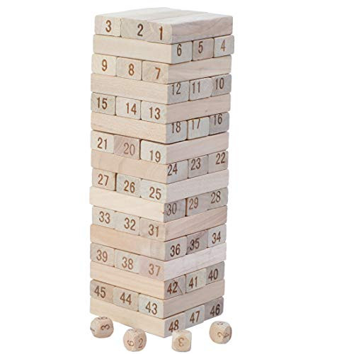 Number Wooden Stacking Board Games Building Blocks for Kids - 48 Pieces