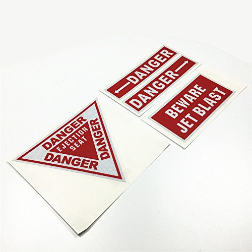 4PCS Warning Danger Reflective Car Stickers BE Ware Ejection SEAT Jet Blast Motorcycle Vinyl Decals 3M