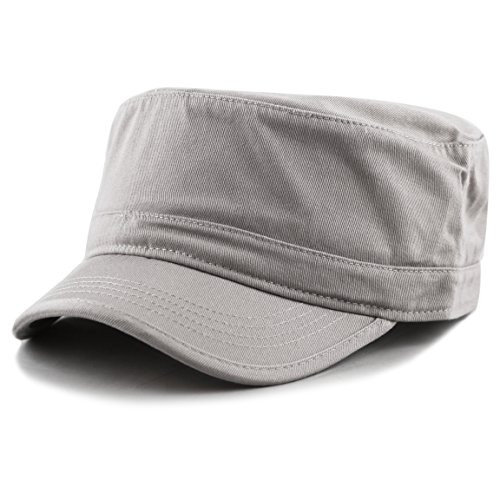 The Hat Depot Cadet Army Washed Cotton Basic Cap Military Style Hat Grey