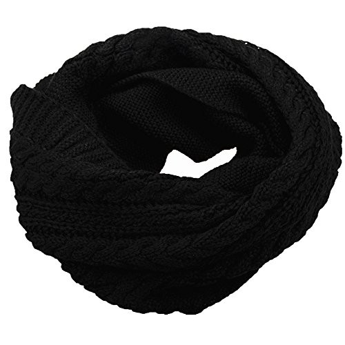 NEOSAN Womens Thick Ribbed Knit Winter Infinity Circle Loop Scarf Crochet Black