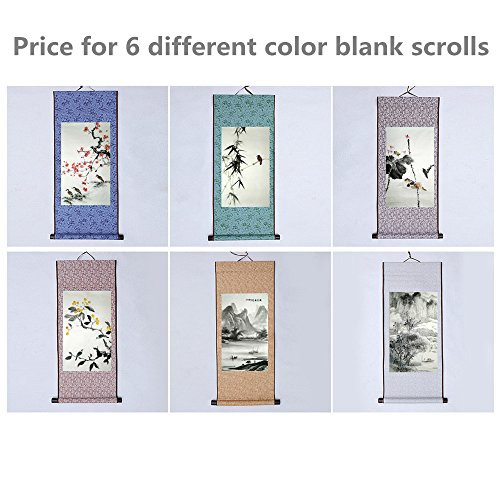 JZ014 Hmay kakejiku Blank Mounting Hanging Wall Scroll Set for Kanji, Sumi and Chinese Calligraphy (6pcs/set)