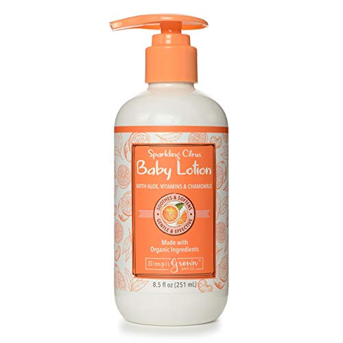 SimpliGrown Bath Co- Natural Baby Lotion with Aloe  Chamomile  Jojoba  Sunflower Oil  Tea Tree Oil and Vitamins B5   E  Sparkling Citrus  8-5 Fl Oz