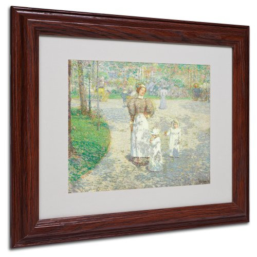 Spring in Central Park by Childe Hassam with Wood Frame Artwork  11 by 14-Inch
