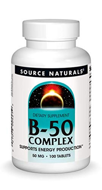 Source Naturals B-50 Complex 50 mg B-Vitamins For Energy Production Support - 100 Tablets