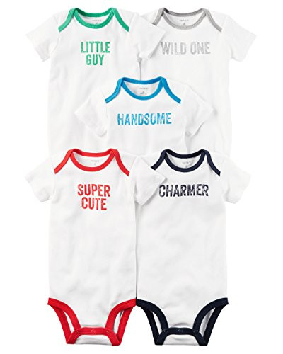 Carter s Baby Boys 5-Pack Short-Sleeve Original Bodysuits Little Guy Newborn