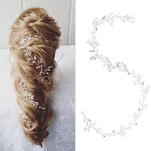 Jeairts Crystal Bride Wedding Hair Vine Silver Headpiece Pearl Headband Hair Piece Beaded Headwear Hair Dress Bridal Hair Accessories for Women and Girls Jeairts Crystal Bride Wedding Hair Vine Silver Headpiece Pearl Headband Hair Piece Beaded Headwear Hair Dress Bridal Hair Accessories for Women and Girls