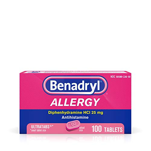 Benadryl Ultratabs Antihistamine Allergy Relief Tablets  Diphenhydramine HCl 25mg  100 ct