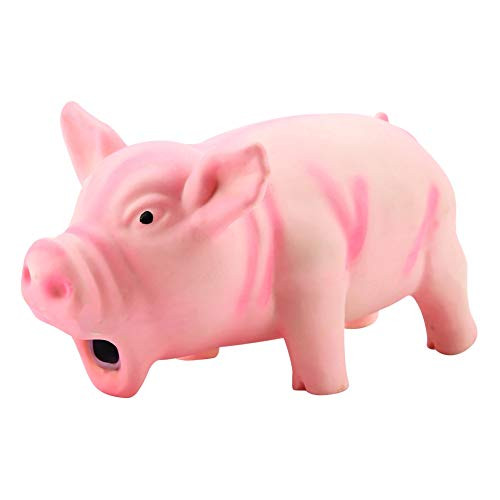 Yutiny Pet Latex Chew Toy Lovely Pig Dog Squeaky Toy Dog Puppy Cat Sound Squeeze Chew Bite Toy Pet Molar Toy Teeth Grinding Toy Dog Play Soft Chewing Training ToyPink