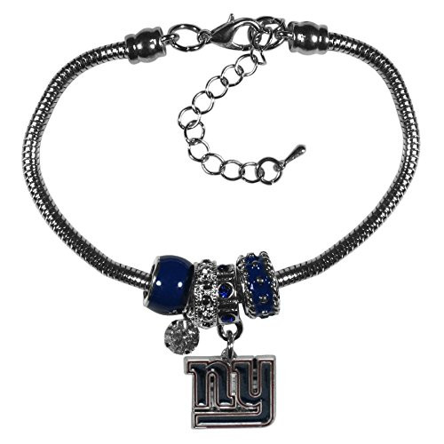NFL Siskiyou Sports Womens New York Giants Euro Bead Bracelet One Size Team Color NFL Siskiyou Sports Womens New York Giants Euro Bead Bracelet One Size Team Color